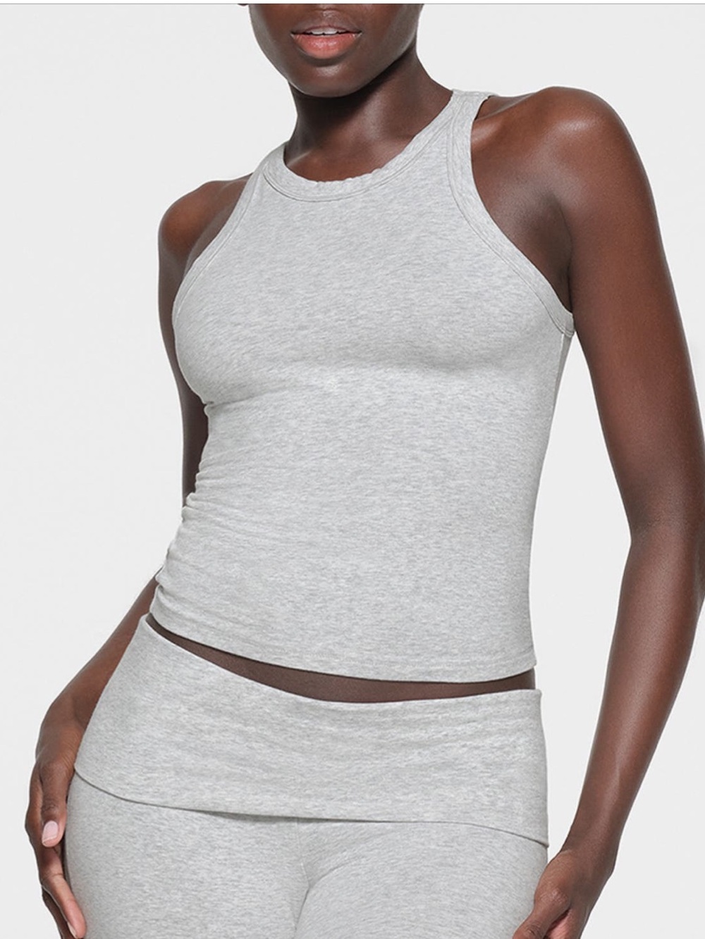 SKIMS Light Gray Ribbed Racer Tank